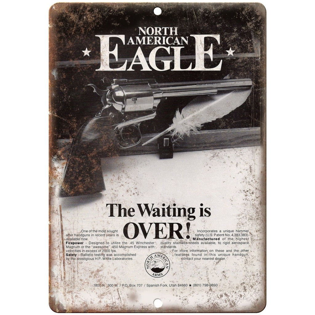 North American Arms Eagle 450 Magnum Vintage Ad 10" x 7" Reproduction Metal Sign