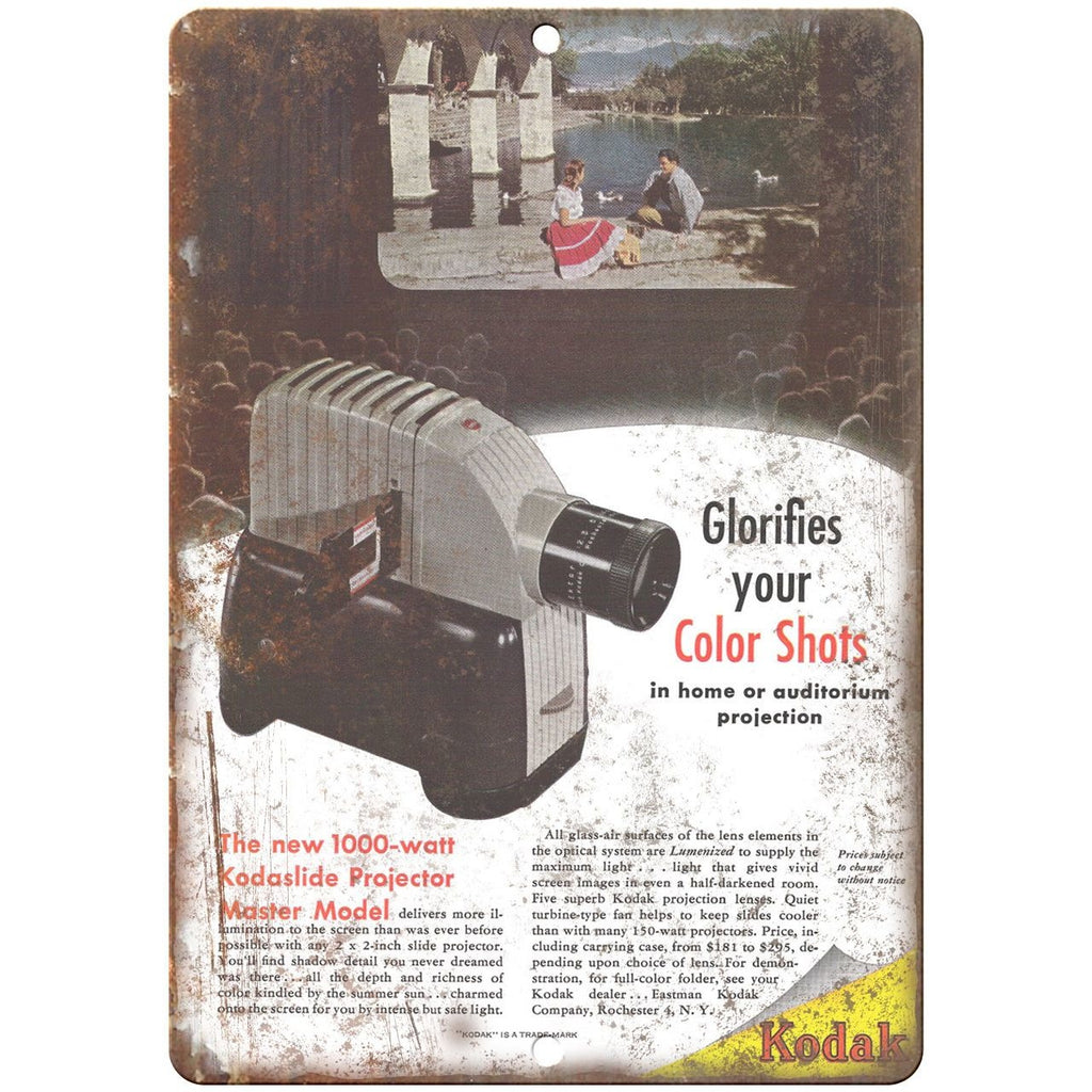 1948 - Kodak Kodaslide Projector Film - 10" x 7" Retro Look Metal Sign