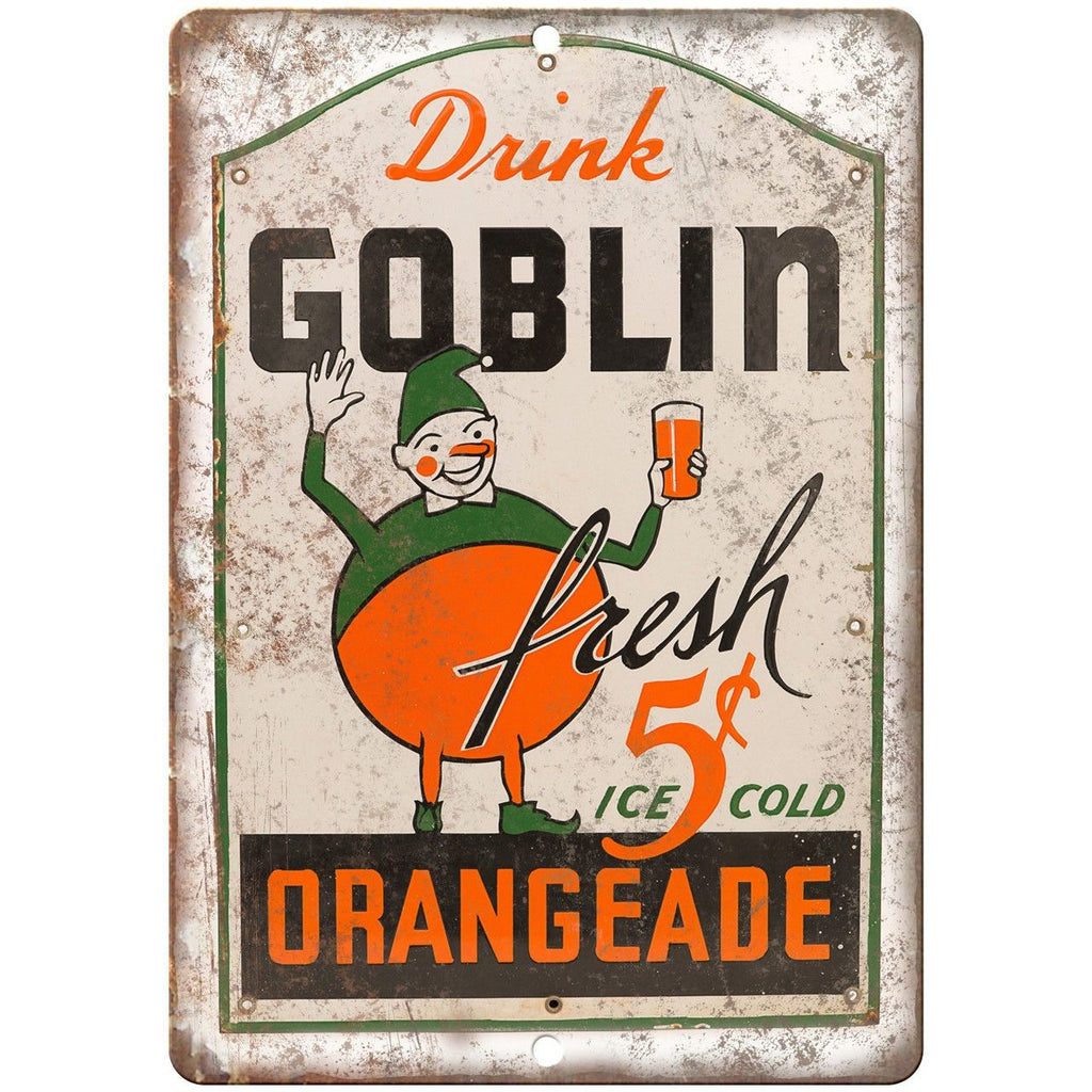 Goblin Orangeade Porcelain Look Reproduction Metal Sign U146