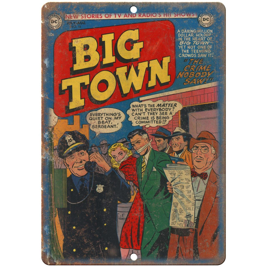 Big Town No 16 Comic Book Cover Vitage Art 10" x 7" Reproduction Metal Sign J708