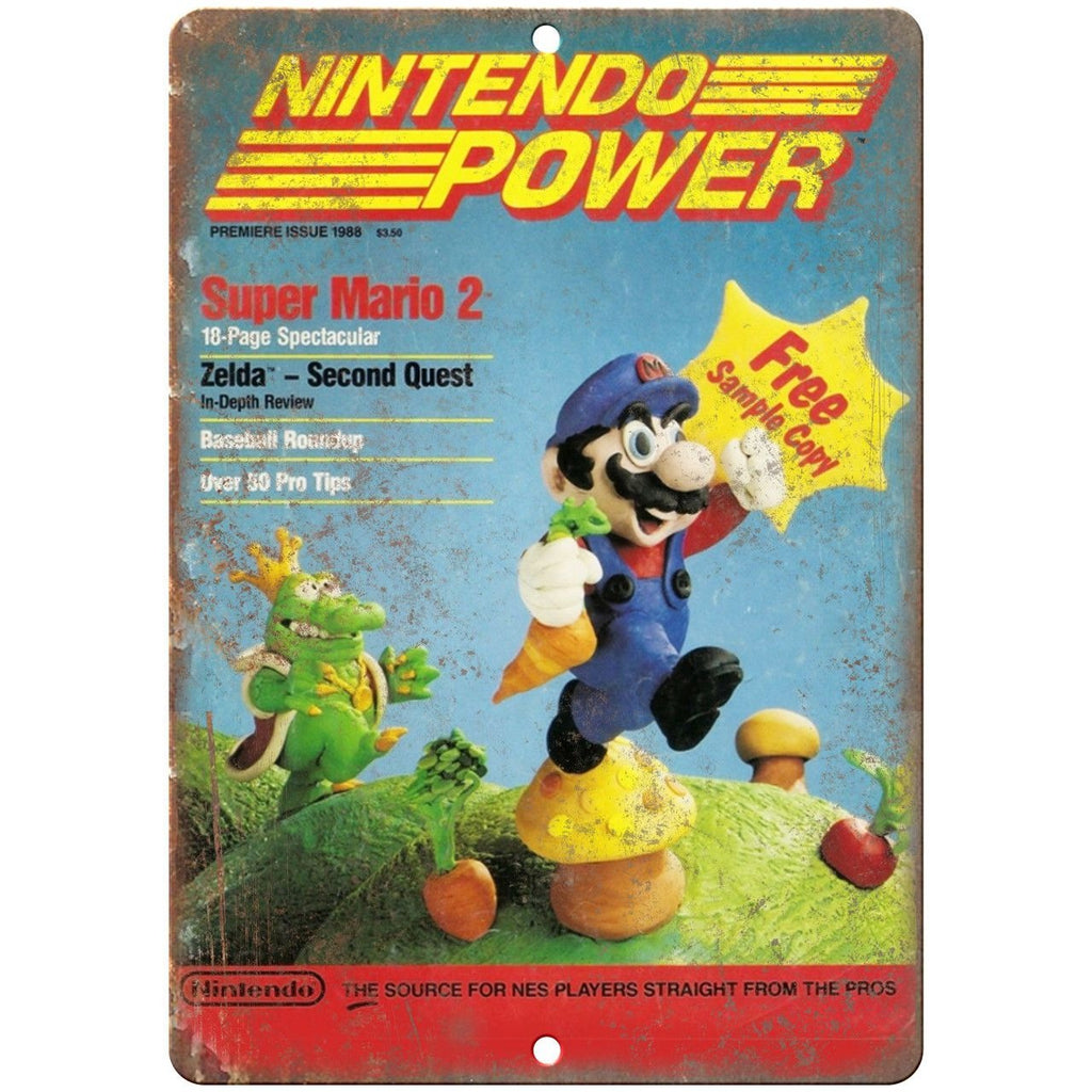 1988 Nintendo Power Super Mario 2 Gaming 10" x 7" Reproduction Metal Sign G276