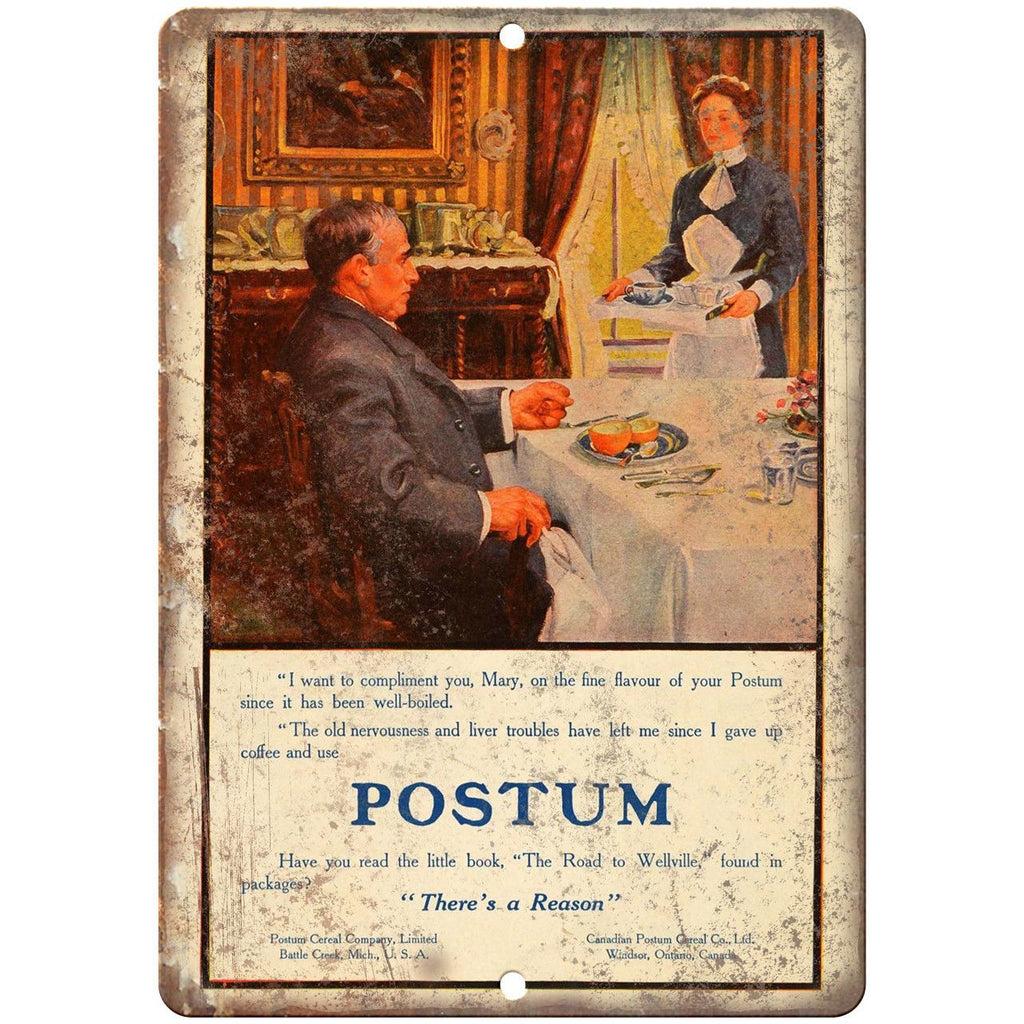 Postum Vintage Food Ad 10" X 7" Reproduction Metal Sign N292