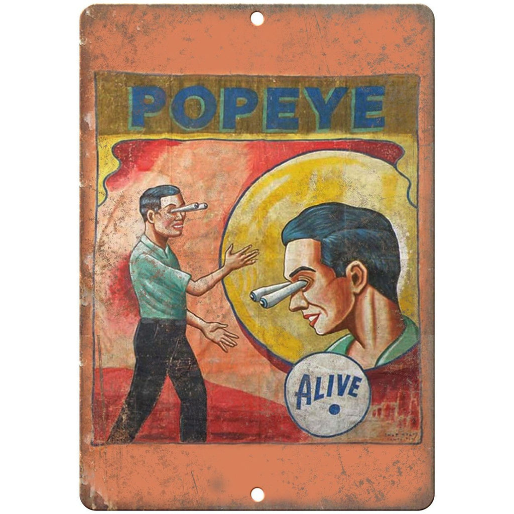 Alive Circus Carnival Popeye Poster 10" X 7" Reproduction Metal Sign ZH110