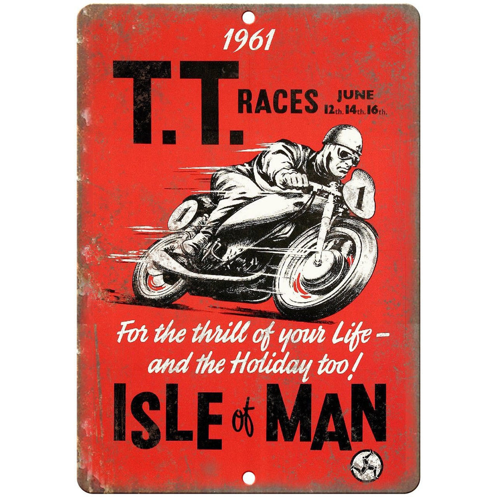 1961 TT Races Isle of Man Motorcycle 10" X 7" Reproduction Metal Sign A614