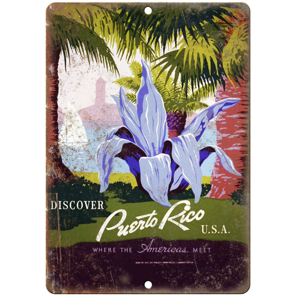 Puerto Rico Vintage Travel Poster Art 9" x 12" Reproduction Metal Sign T82