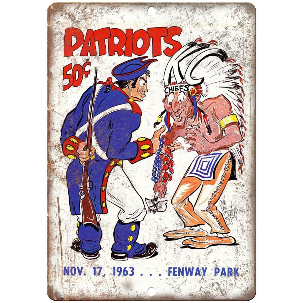 1963 New England Patriots Vs Cheifs Football 10"x7" Reproduction Metal Sign X33