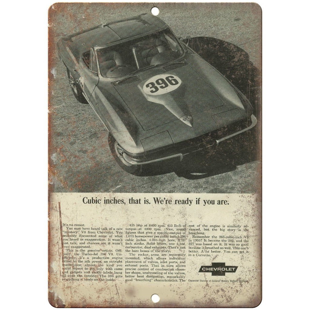 Chevy V8 Engine Advertisment Retro Look 10" x 7" Reproduction Metal Sign