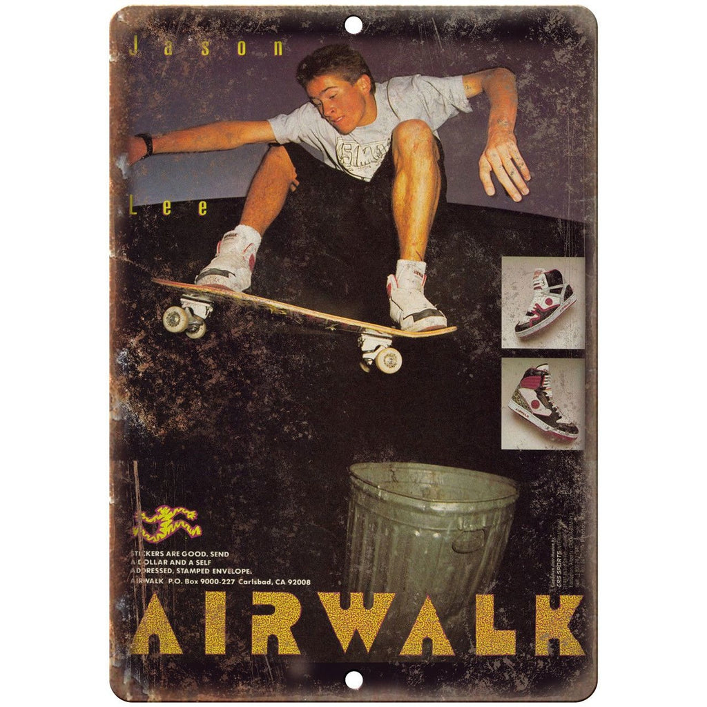 Airwalk Skateboard Shoes Jason Lee Ad 10" X 7" Reproduction Metal Sign S34