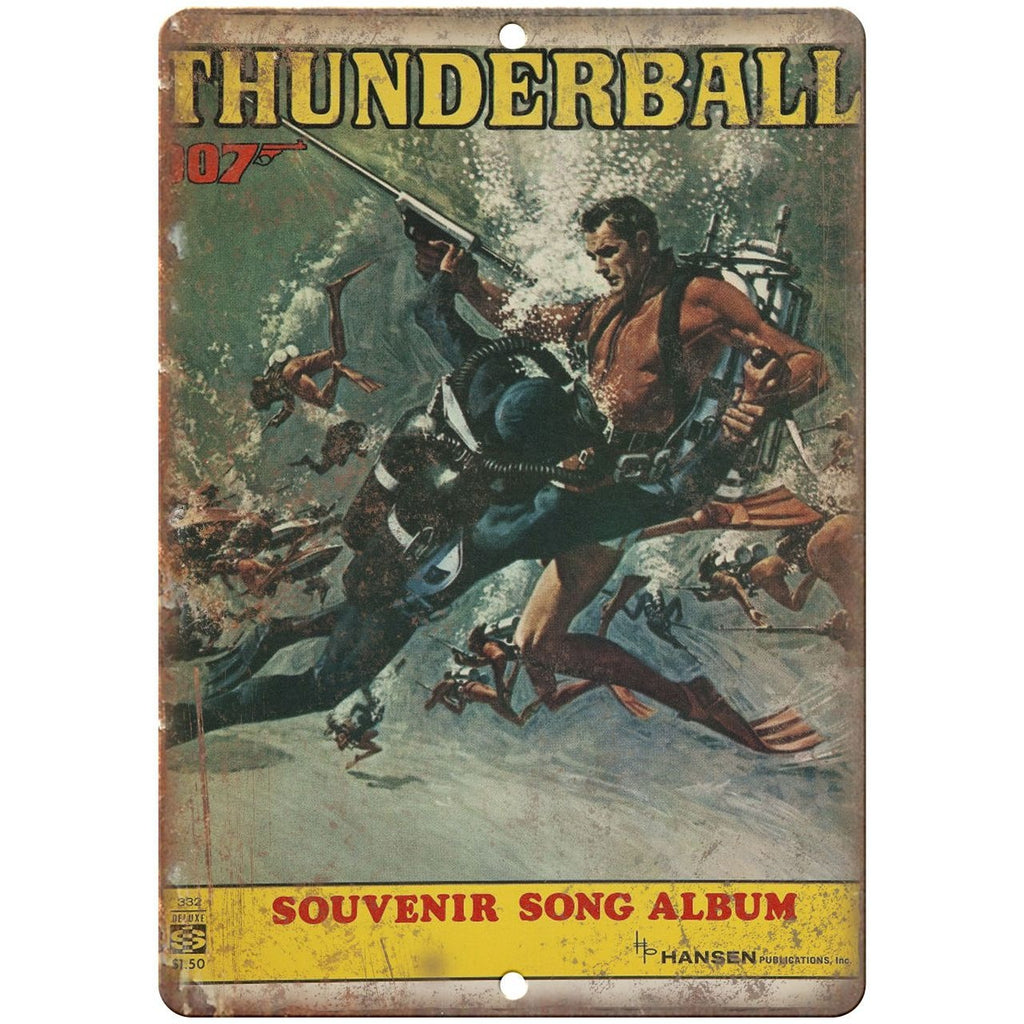 James Bond, 007, Thunderball, Album Cover RARE, 10" x 7" retro metal sign