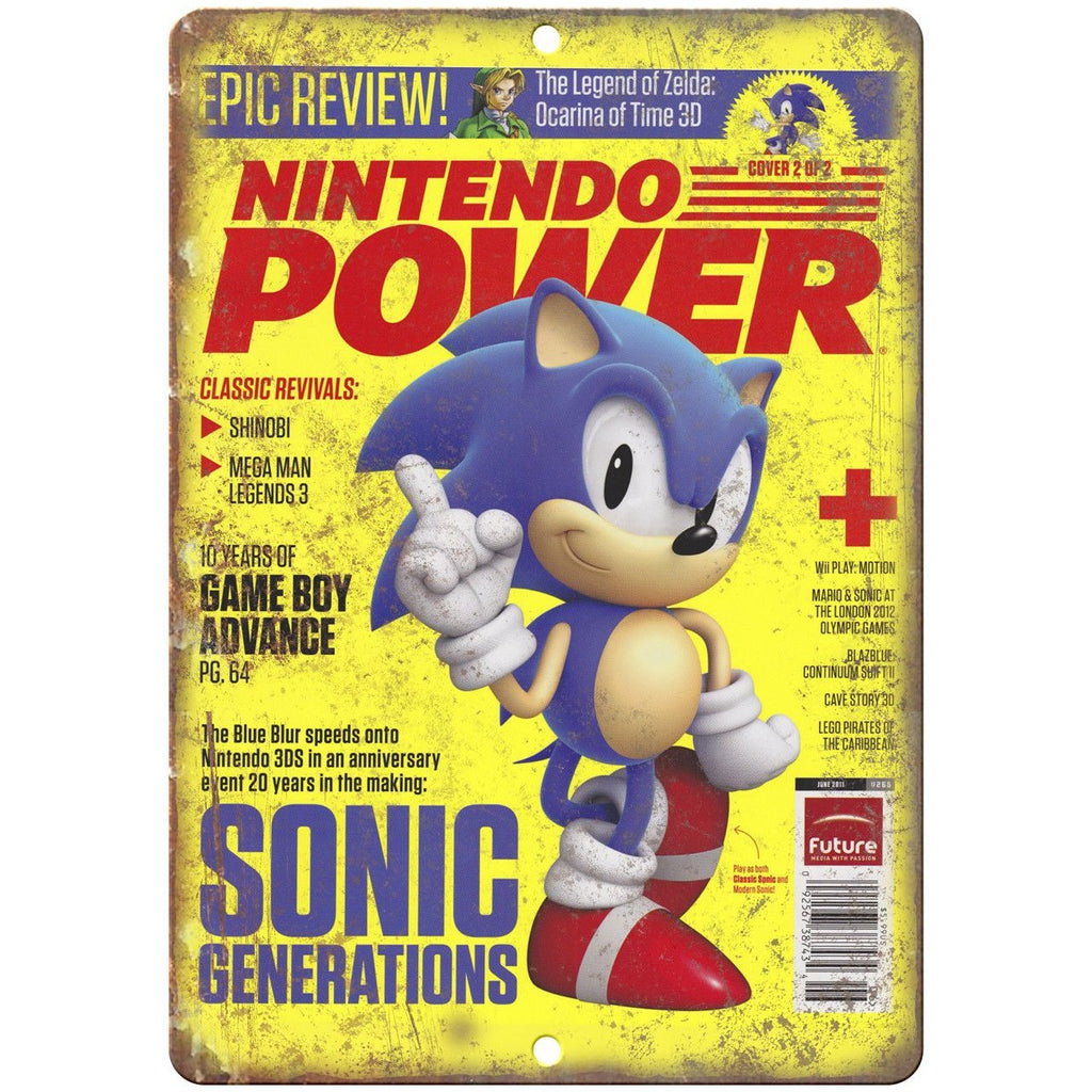 Nintendo Power Sonic Zeld Cover 10" x 7" Reproduction Metal Sign G281