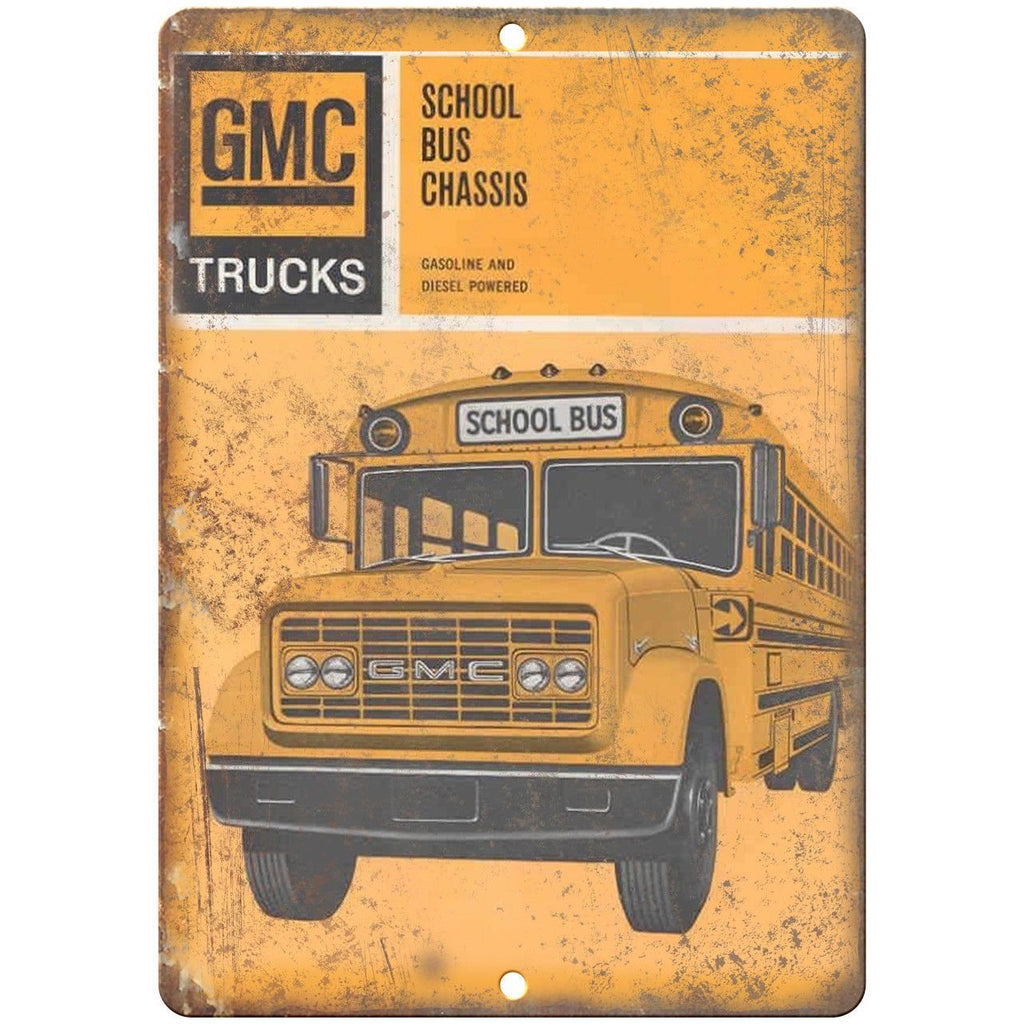 GMC School Bus Chassis Vintage Ad 10" x 7" Reproduction Metal Sign A180