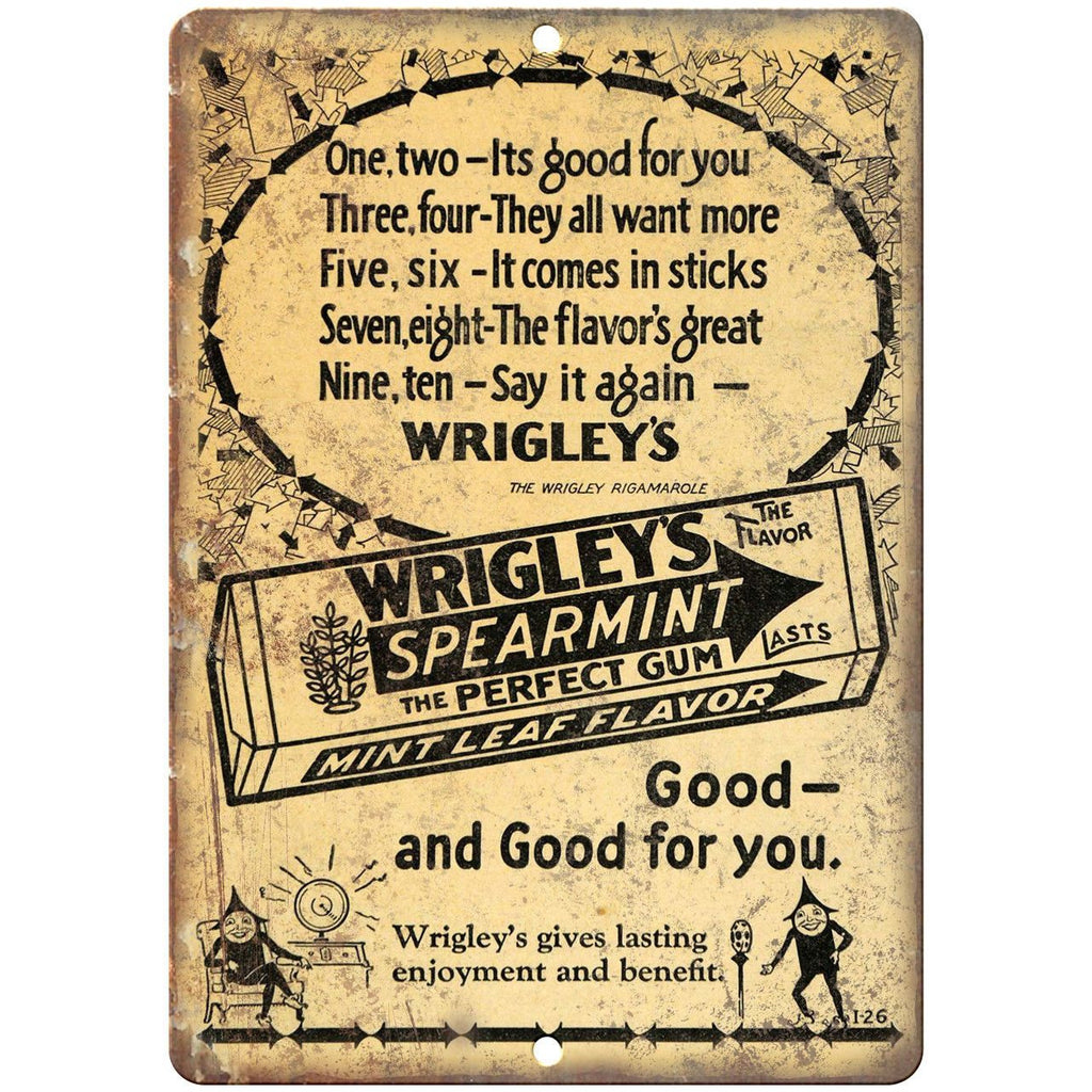 Wrigley's Gum Mint Leaf Vintage Ad 10" X 7" Reproduction Metal Sign N265