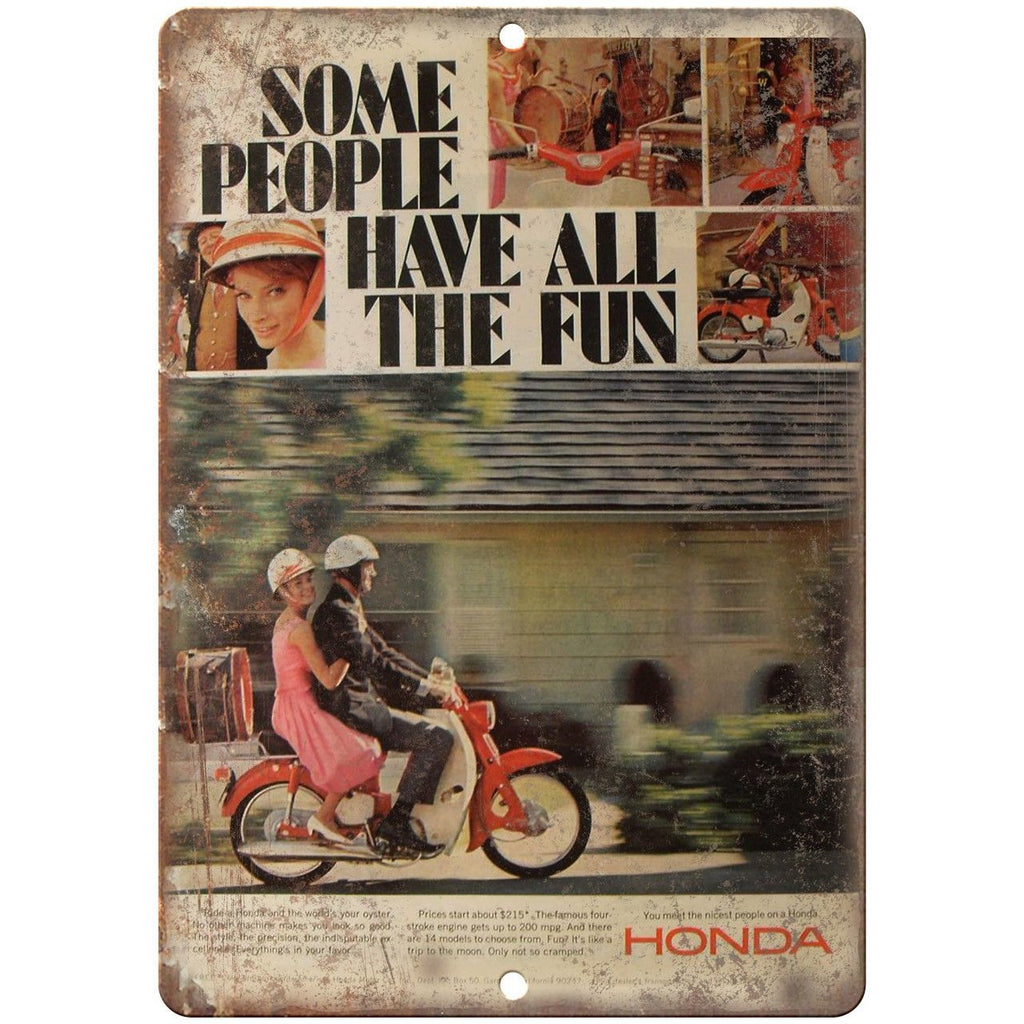 Honda Scooter Motorcycle Vintage Print Ad 10" x 7" Reproduction Metal Sign F61