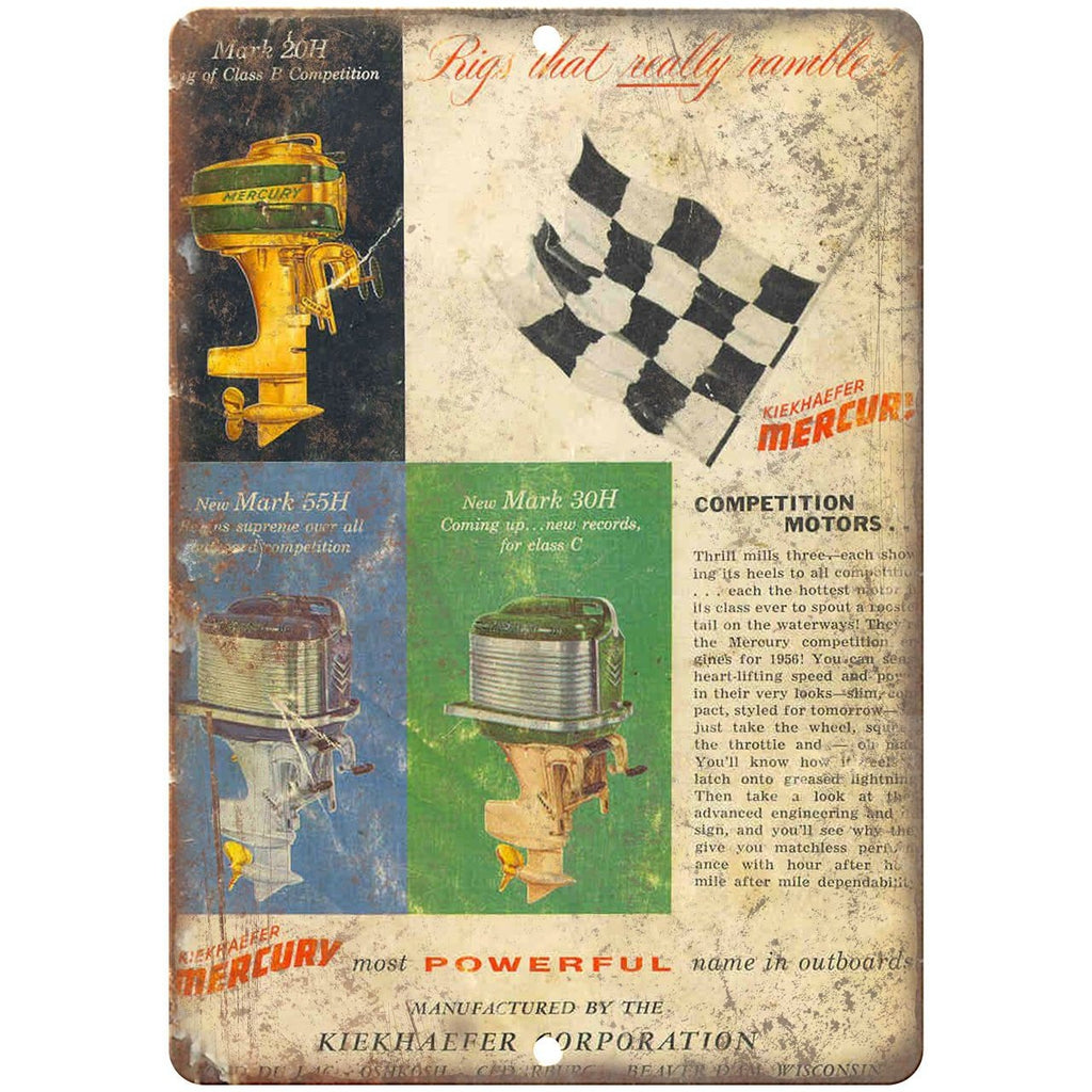 Mercury outboards Rigs that Ramble vintage ad 10" x 7" reproduction metal sign