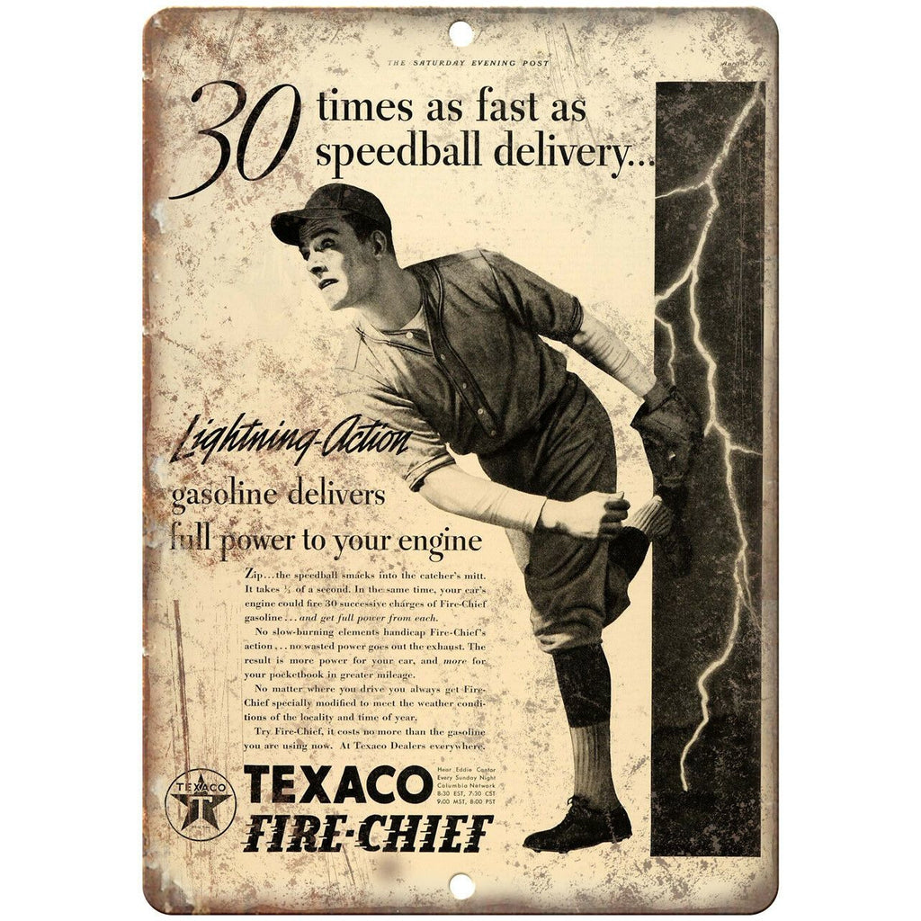 Texaco Fire Chief Motor Oil Vintage Ad 10" X 7" Reproduction Metal Sign A828