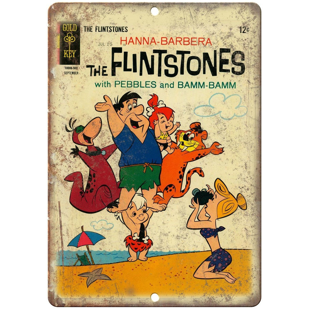 Hanna Barbera The Flintstones Pebbles Comic 10" X 7" Reproduction Metal Sign J29