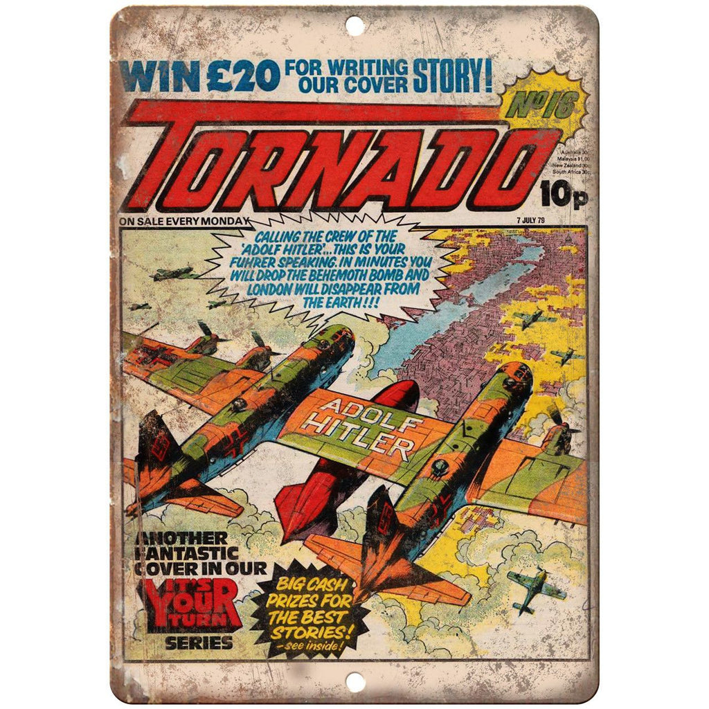 Tornado Comic Book No 16 Vintage Cover Art 10" x 7" Reproduction Metal Sign J721