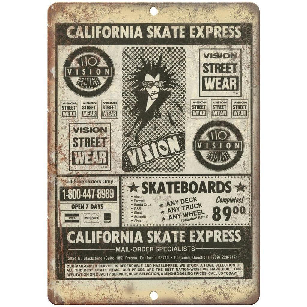 California Skate Express Mail Order Skateboard 10" x 7" Reproduction Metal Sign