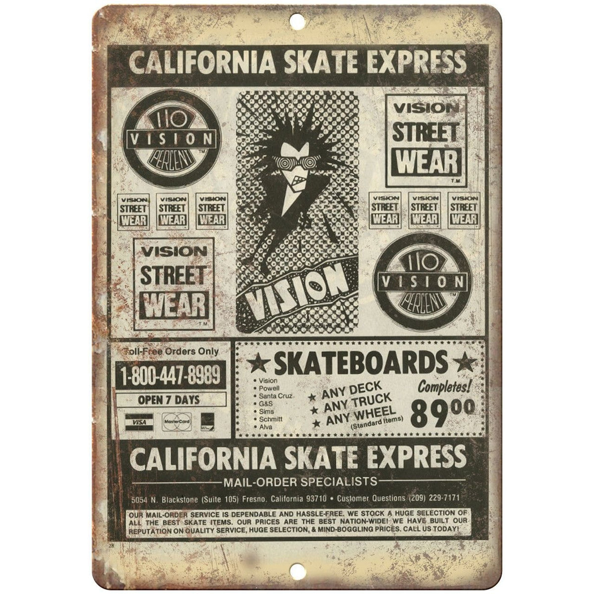 California Skate Express Mail Order Skateboard 9" x 12" Reproduction M