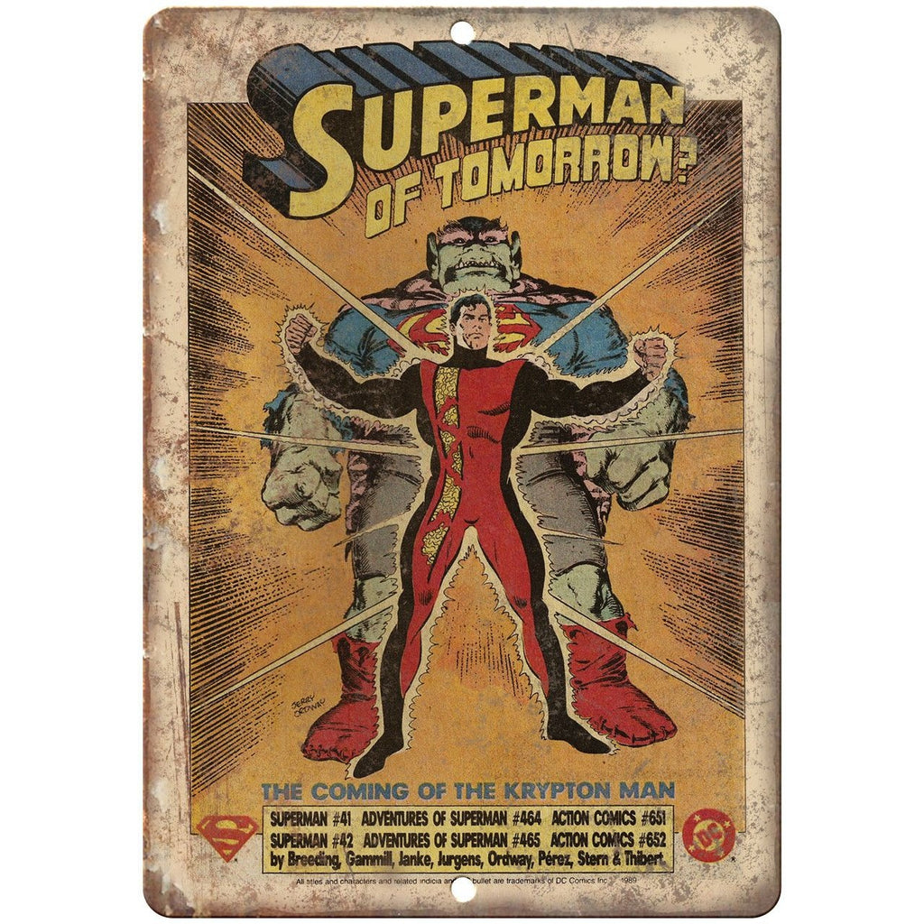 Superman Of Tomorrow Krypton Man Comic Ad 10" X 7" Reproduction Metal Sign J111