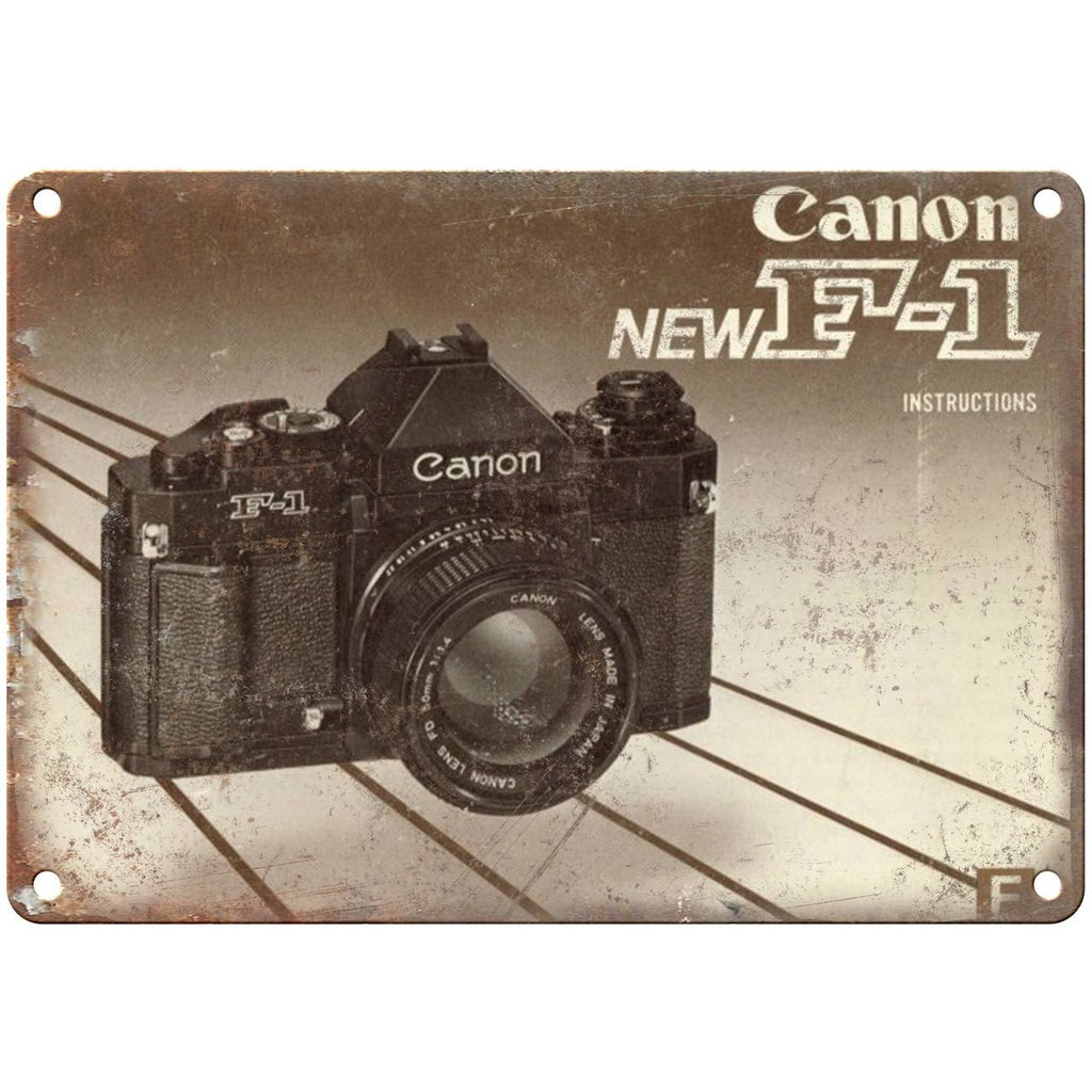 Canon F-1 Instruction Manual Cover 10" x 7" Retro Look Metal Sign