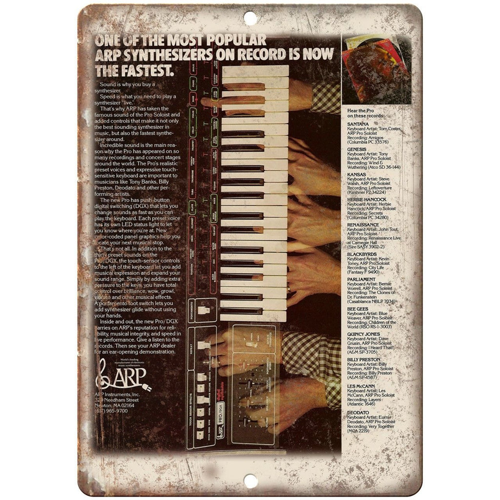 ARP Instruments Synthesizer Keyboard Ad 10" x 7" Reproduction Metal Sign E30