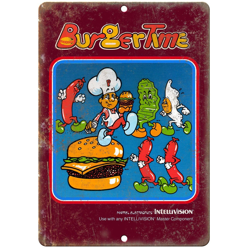 Intellivision Burger Time Video Game 10" x 7" Reproduction Metal Sign G105