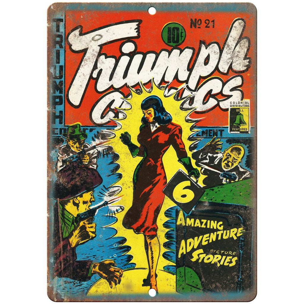 Triumph Comic No 21 Vintage Book Cover 10" x 7" Reproduction Metal Sign J681