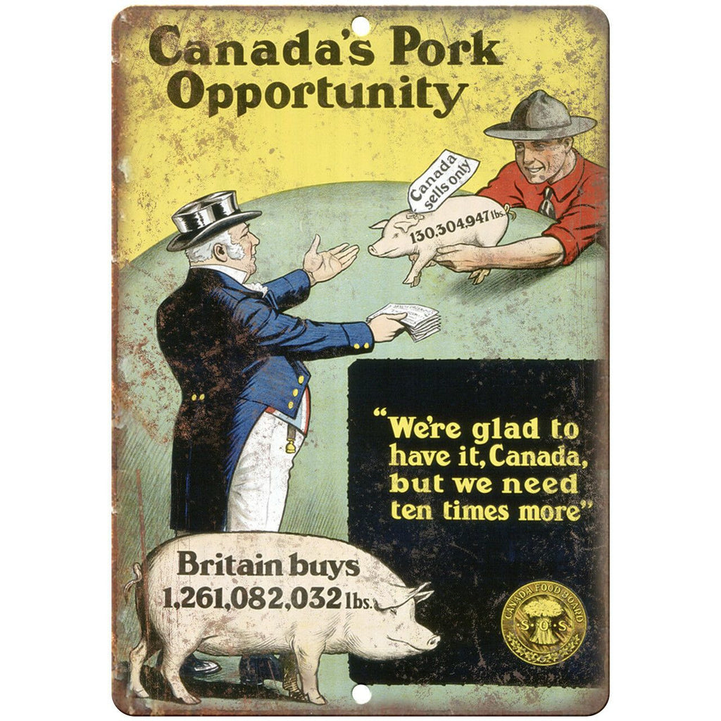 Canada's Pork Opportunity Vintage Art 10" x 7" Reproduction Metal Sign M140