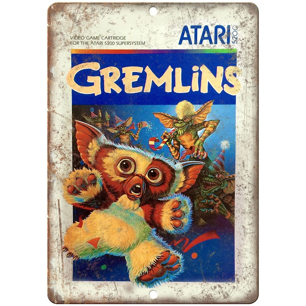 Atari 5200 Gremlins Video Game Box Art 10" x 7" Retro Look Metal Sign