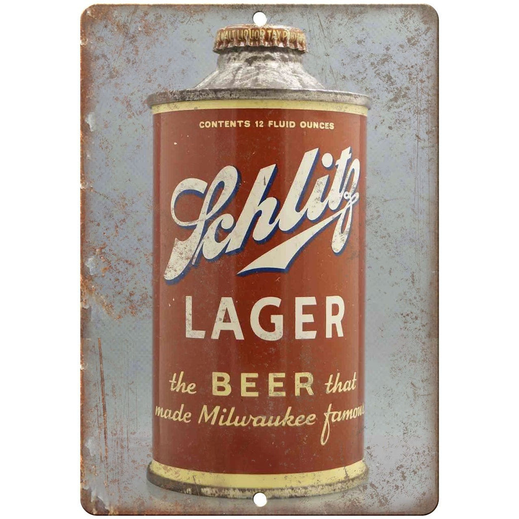Schlitz Lager Vintage Beer Can 10" x 7" Reproduction Metal Sign