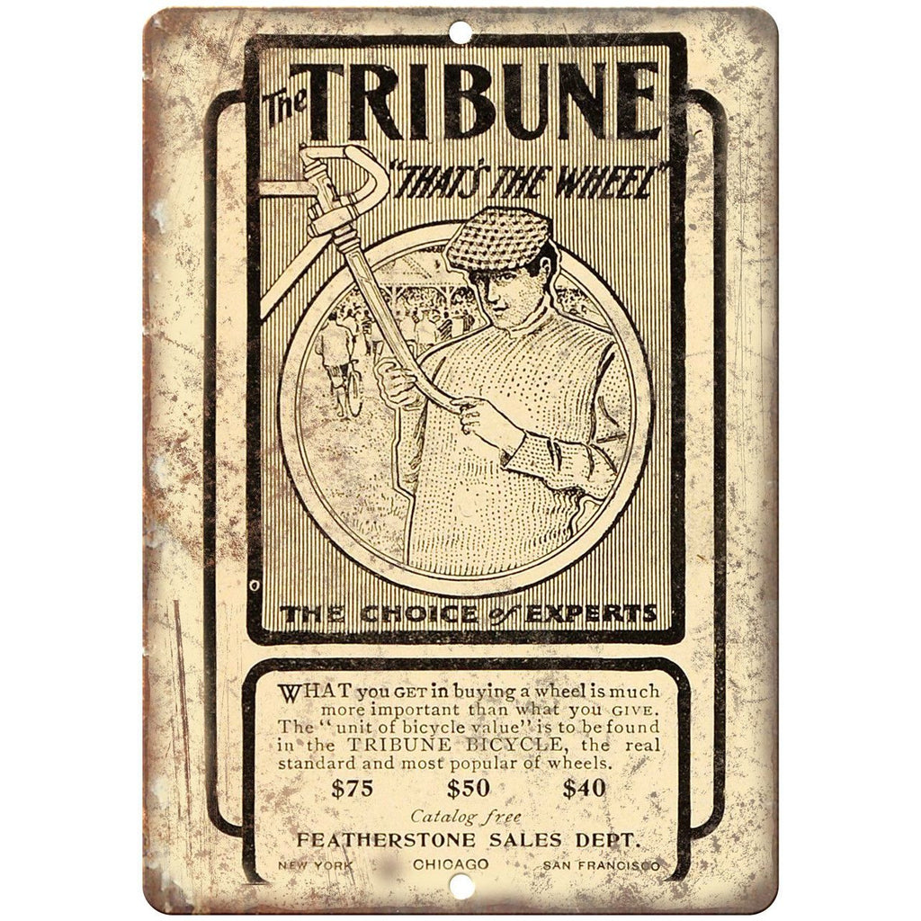 The Tribune Bicycle Vintage Art Ad 10" x 7" Reproduction Metal Sign B412