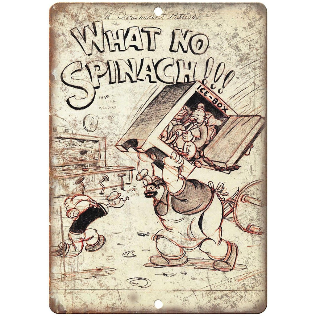 Popeye Vintage Comic Sketch 10" X 7" Reproduction Metal Sign J457