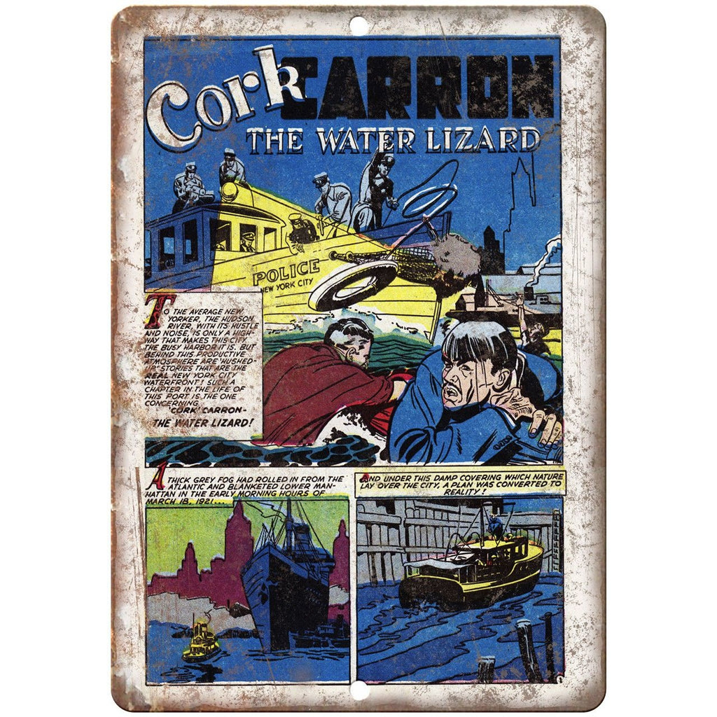 Cork Carron The Water Lizard Comic Strip 10" X 7" Reproduction Metal Sign J375