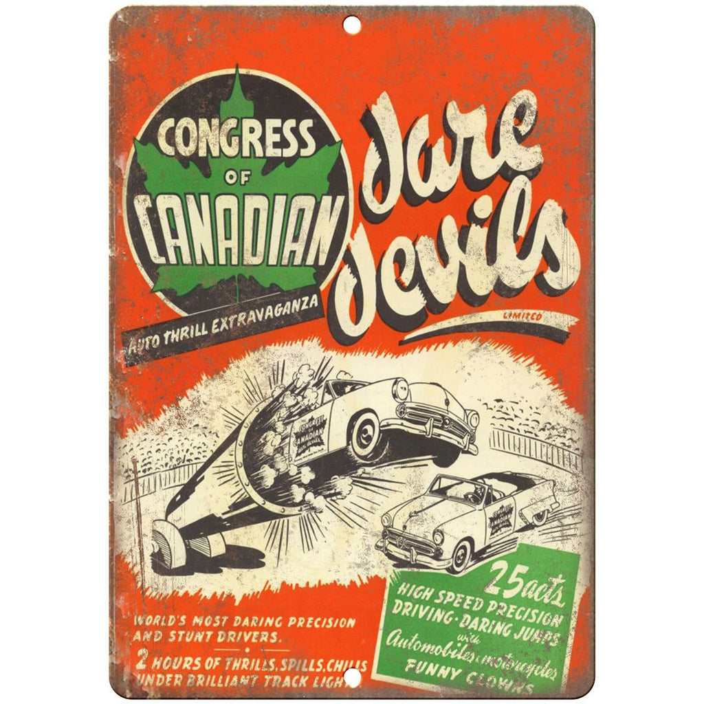 Congress of Canadian Dare Devils, Stock Car Races10" x 7" Retro Metal Sign