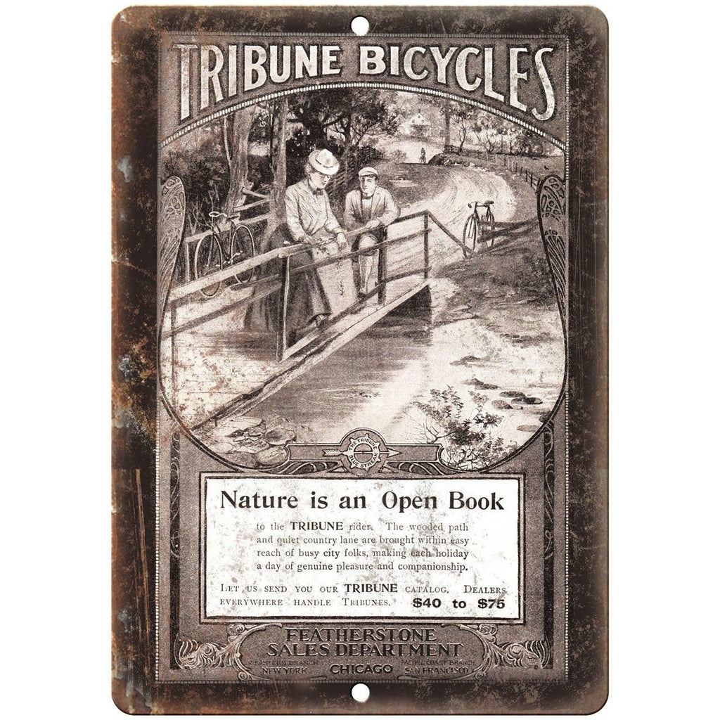Tribune Bicycles Vintage Catalog Cover 10" x 7" Reproduction Metal Sign B293
