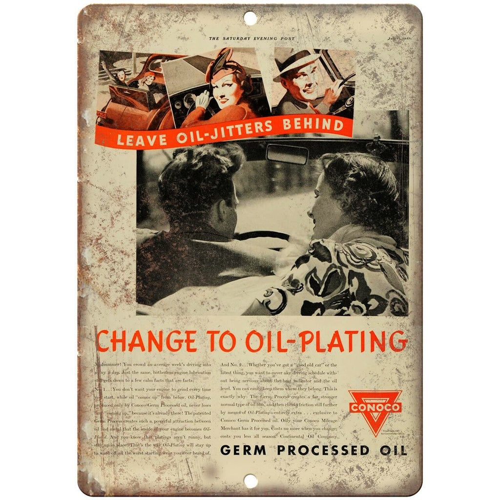 Conoco Oil-Planting Motor Oil Vintage Ad 10" X 7" Reproduction Metal Sign A772