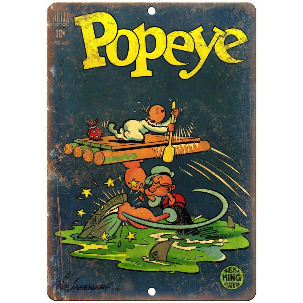 Popeye The Sailor Dell Comics Vintage Art 10" X 7" Reproduction Metal Sign J230