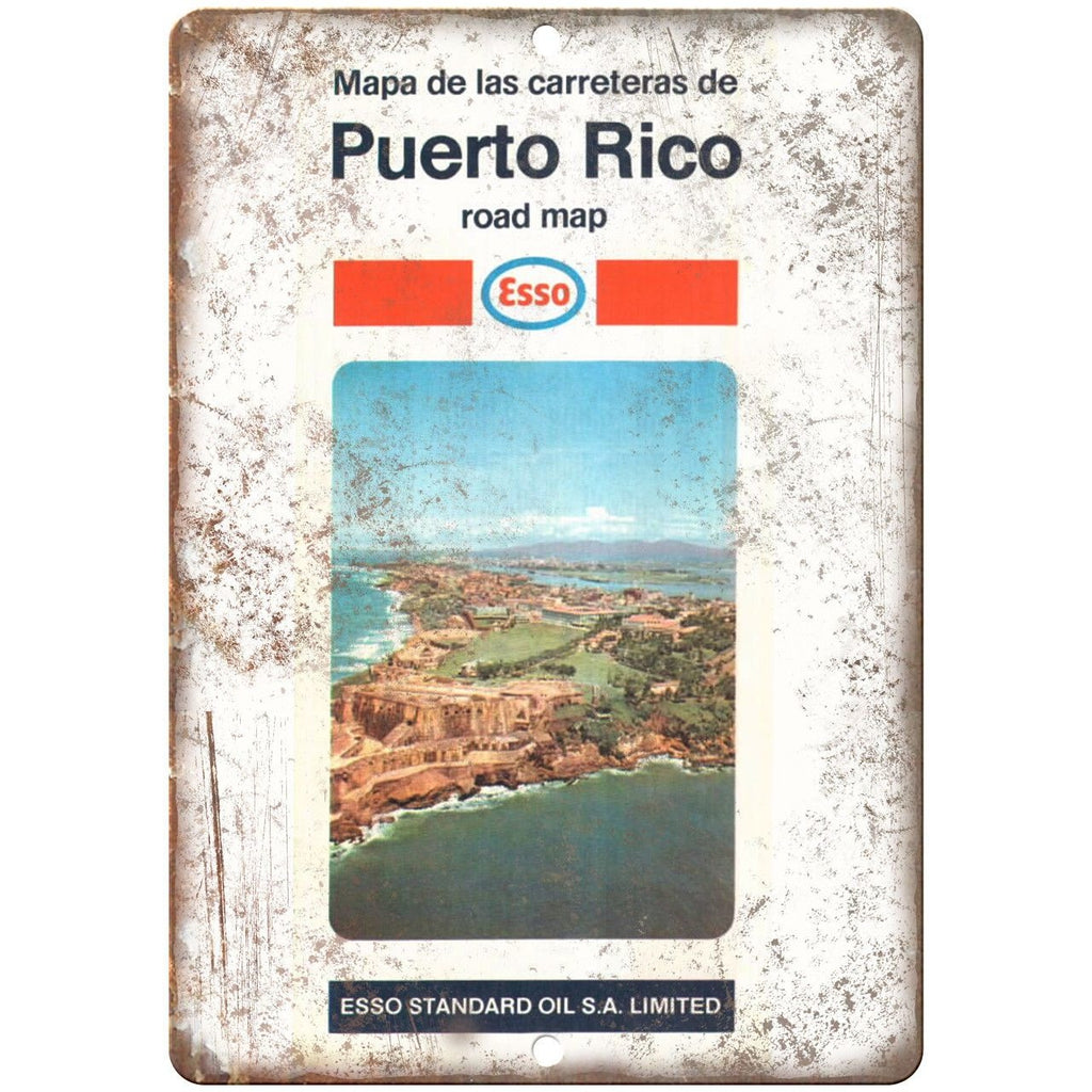ESSO Standard Oil Raod Map Puerto Rico 10" x 7" Reproduction Metal Sign A145