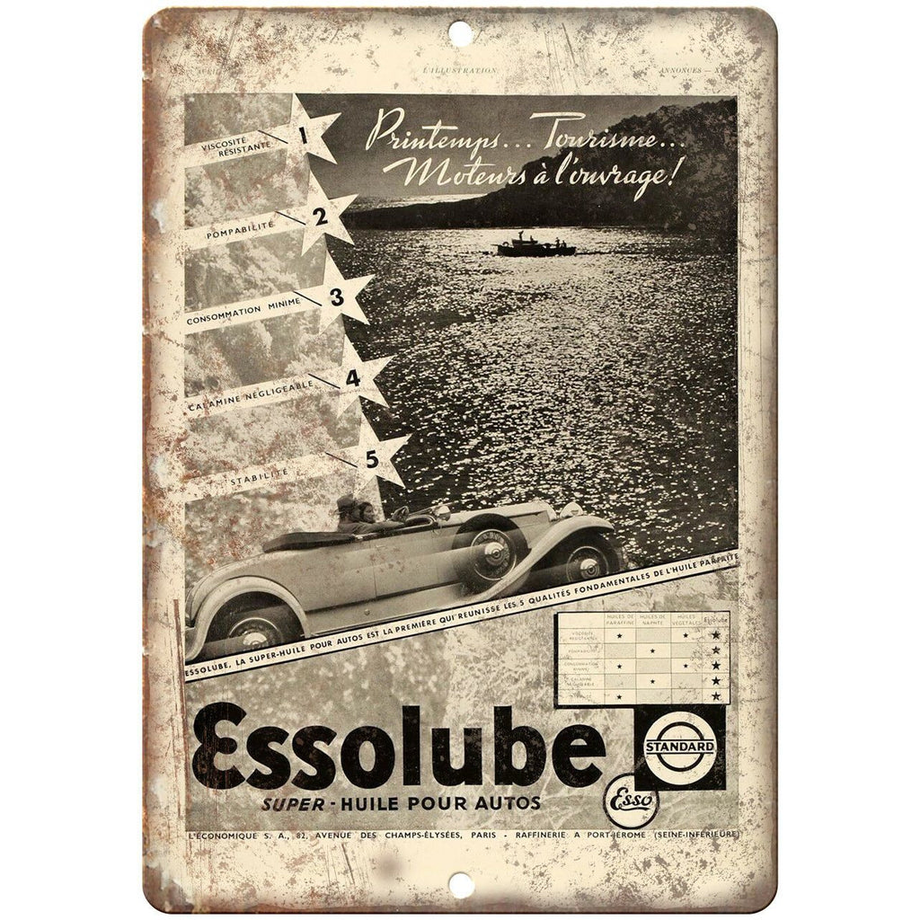 Essolube Pour Auto Vintage Ad 10" X 7" Reproduction Metal Sign A753