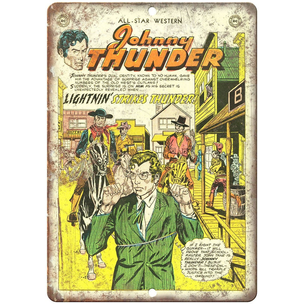Johnny Thunder Western Comic Book Art 10" X 7" Reproduction Metal Sign J248