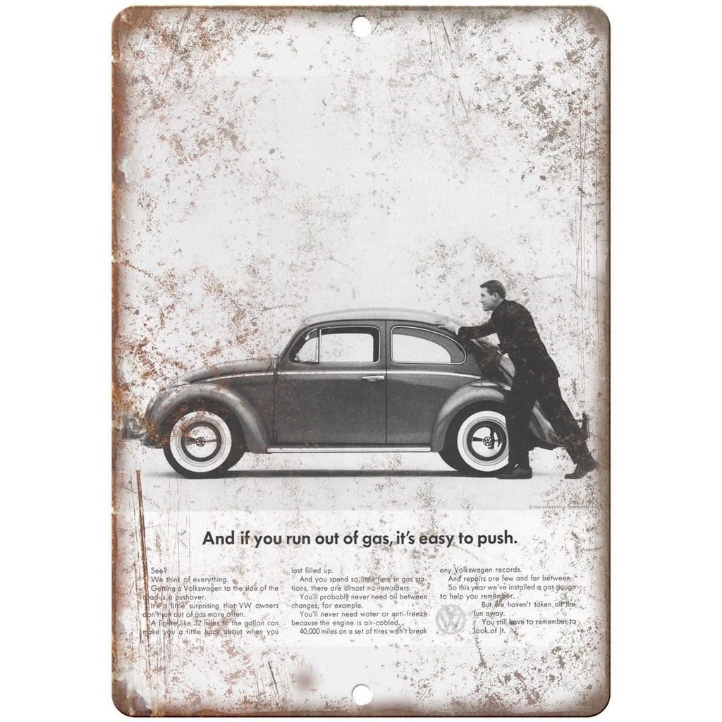 Volkswagen VW Beatle Easy To Push Vintage Ad 10"X7" Reproduction Metal Sign A63
