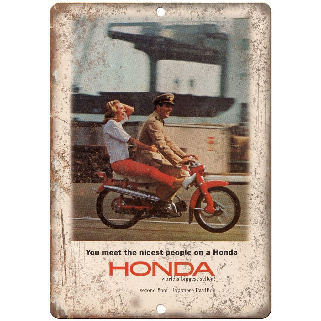 Honda Motorcycle Navy Soldier Vintage Ad 10" x 7" Reproduction Metal Sign F11