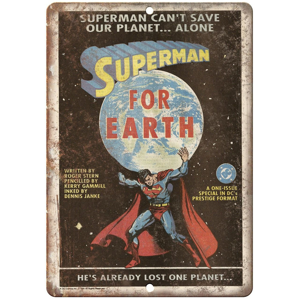 Superman fore Earth DC Comic Book Ad 10" X 7" Reproduction Metal Sign J114