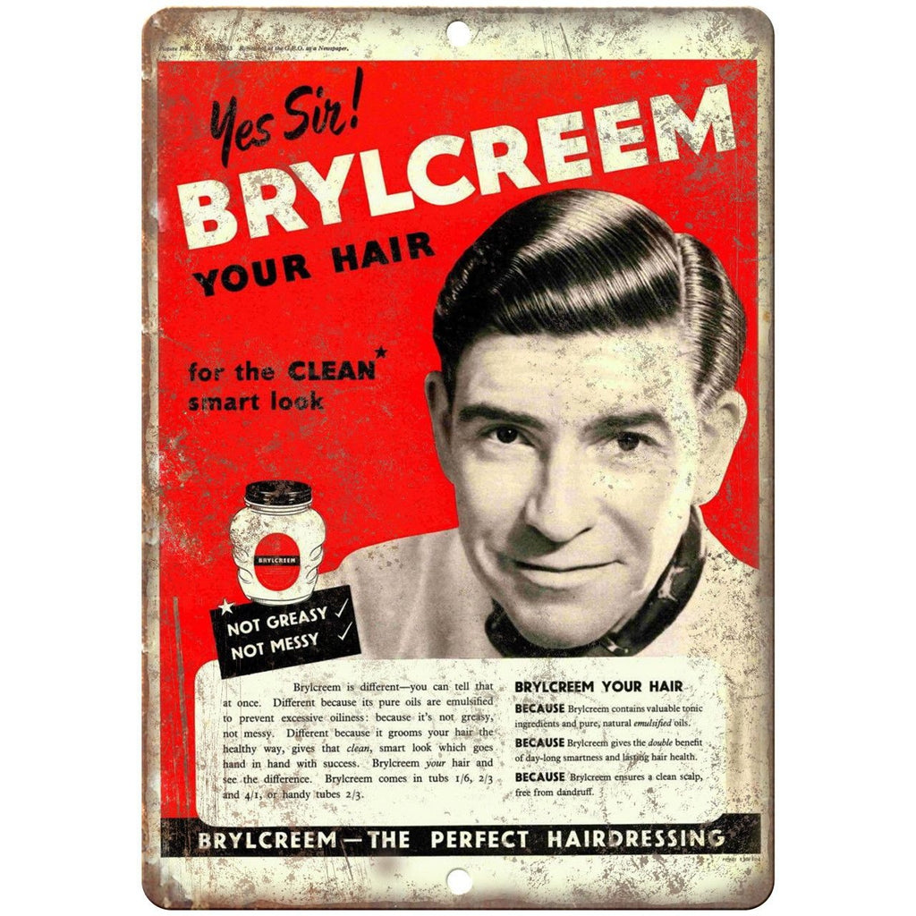 Brylcreem Hair Cream Vintage Ad 10" X 7" Reproduction Metal Sign ZF114