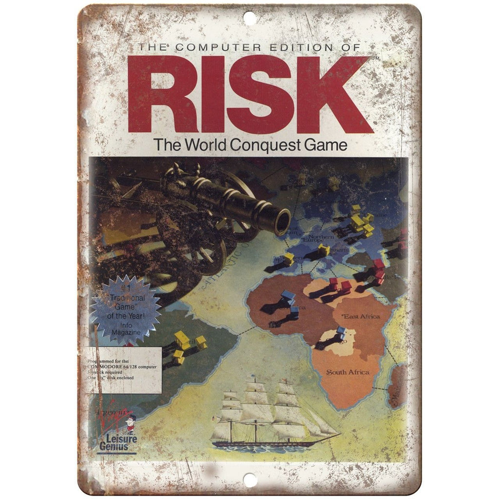 Risk World Conquest Computer Commodore 64 10" x 7" Reproduction Metal Sign G165