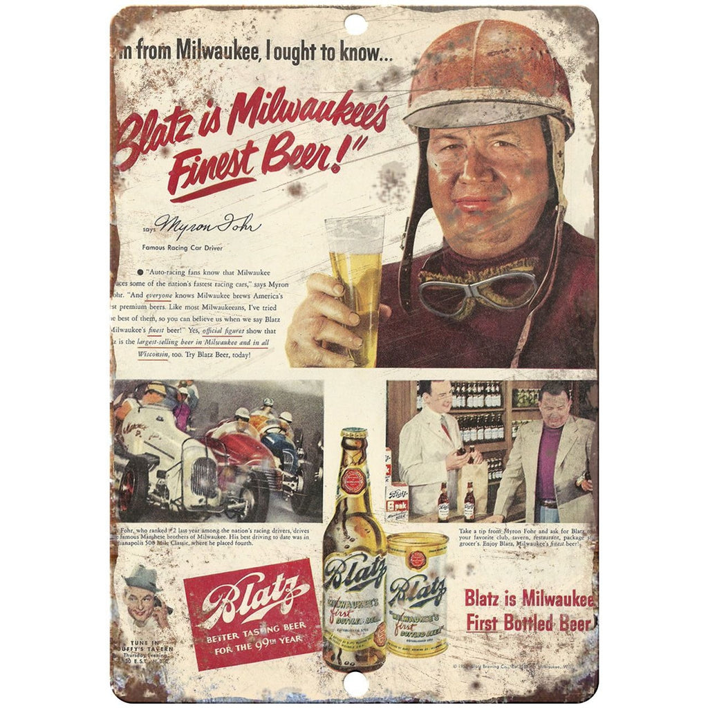 1950 Blatz Beer vintage advertising 10" x 7" reproduction metal sign