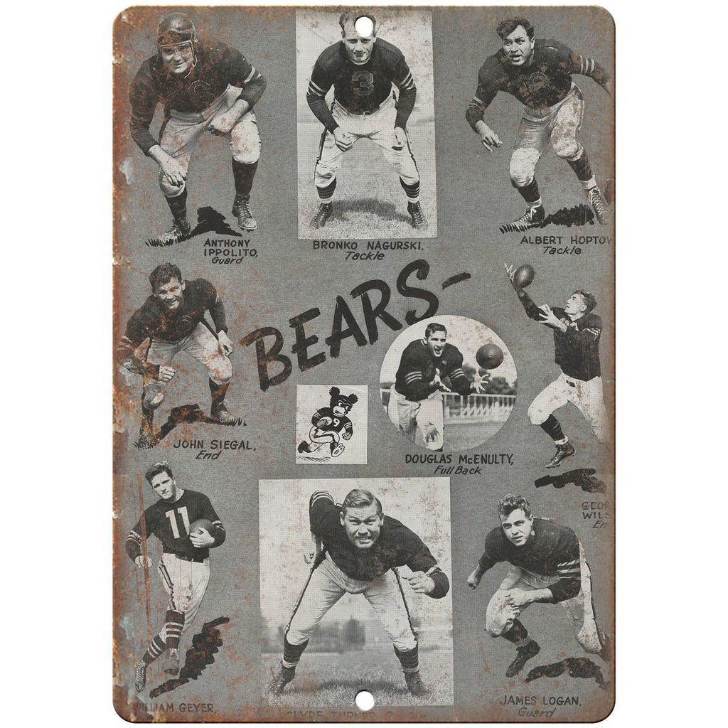Bears Football 10" x 7" Vintage Look Reproduction Metal Sign