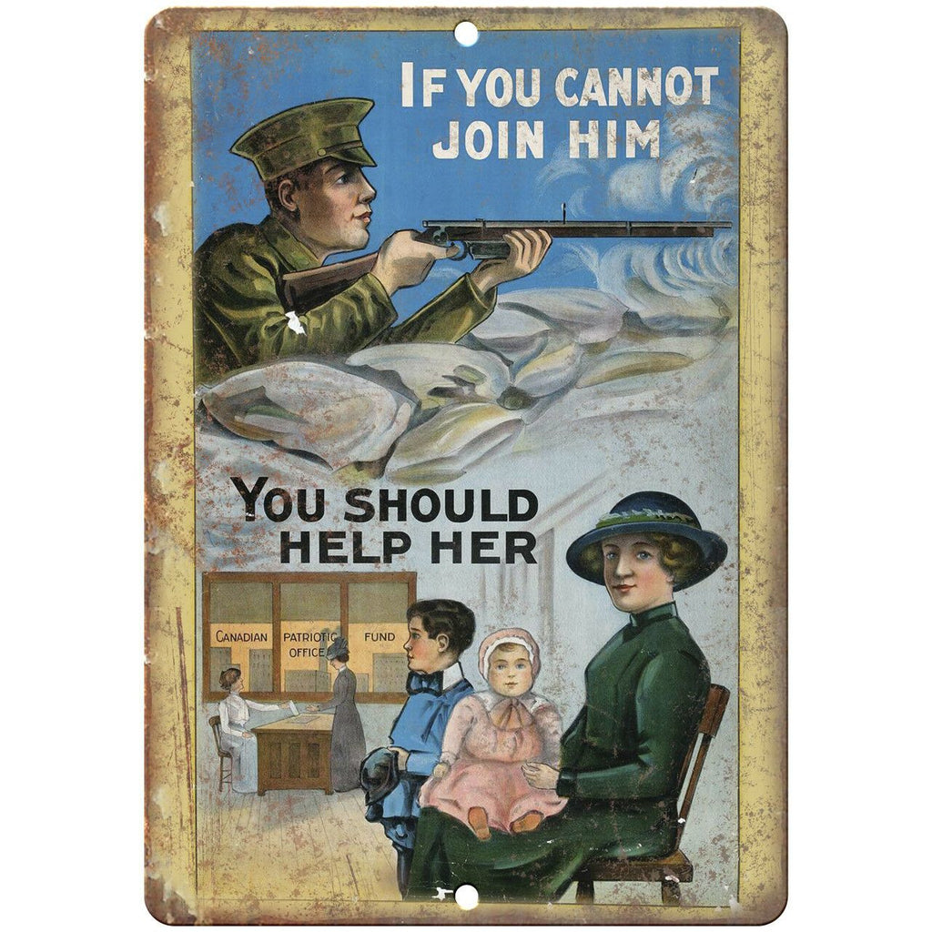 Vintage Canadian Military Poster Art 10" x 7" Reproduction Metal Sign M145