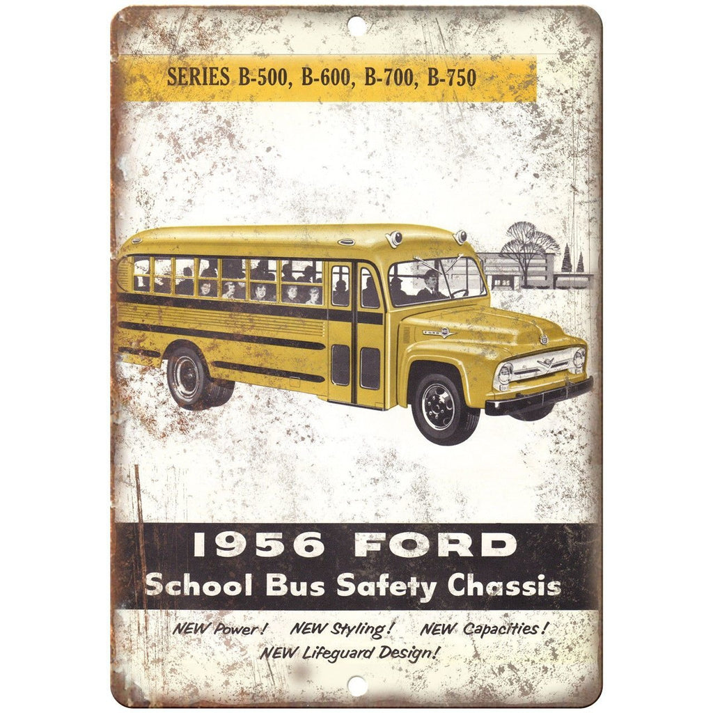 1956 Ford School Bus Safety Chassis Ad 10" x 7" Reproduction Metal Sign A169